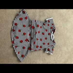 Strawberry Stripped Shirt and Skirt Outfit